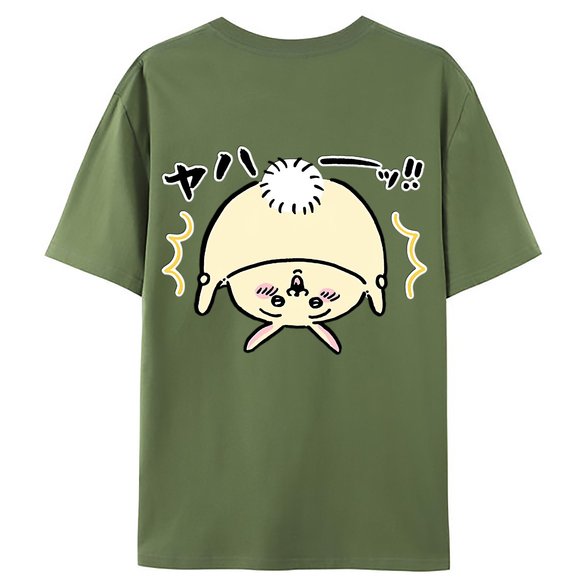 （画像用） ちいかわ うさぎ Chii-kawa usagi 綿100％ メンズ半袖Tシャツ（バックプリント） 通気性